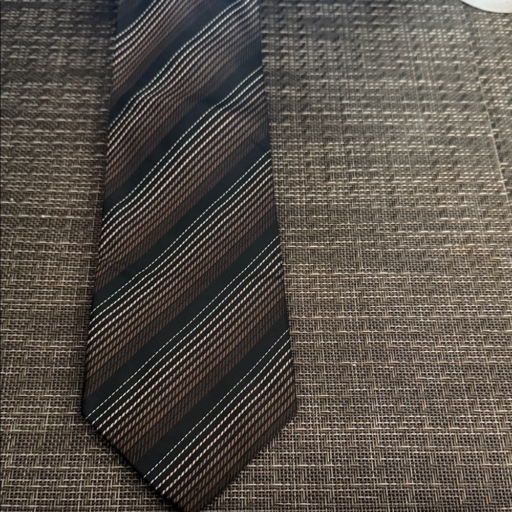Mauro Bottino 100% silk made in Italy Black and Brown Striped Tie
